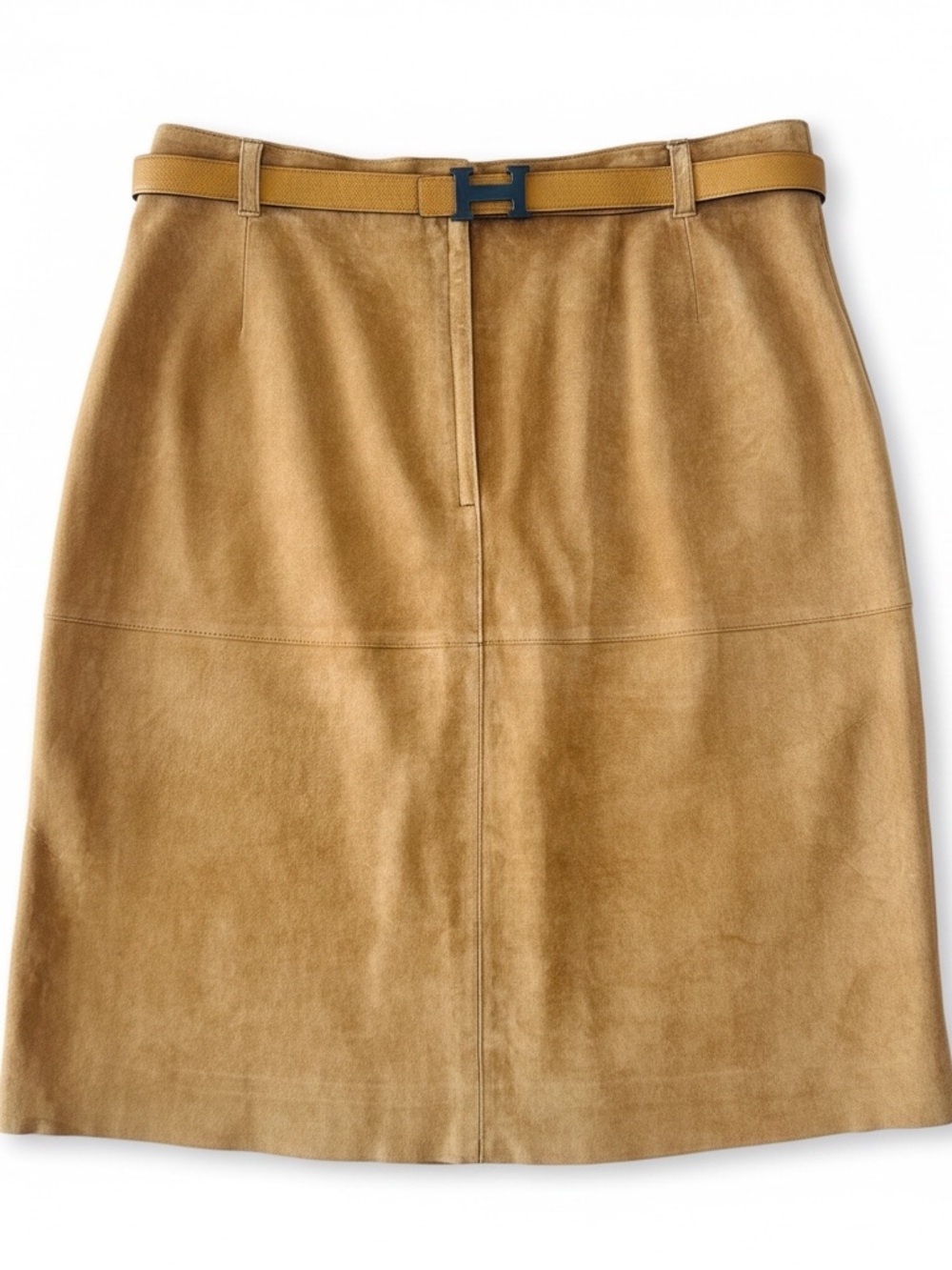 Isaac Mizrahi Camel Suede Genuine Leather A Line Skirt NWT